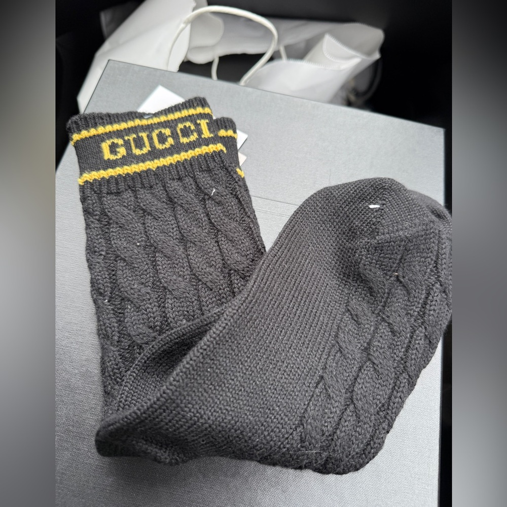 Gucci Black Socks with Yellow Detail